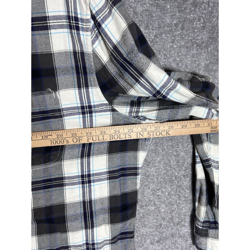 American Eagle AEO Flannel Shirt Mens Size XXL Prep Fit Blue Plaid Chest Pockets - Picture 5 of 6
